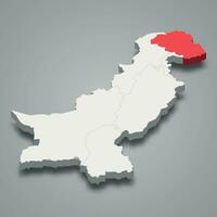 Gilgit-Baltistan Zustand Ort innerhalb Pakistan 3d abbilden vektor