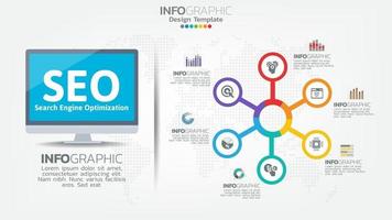 SEO sökmotoroptimering banner webbikonen för företag och marknadsföring vektor