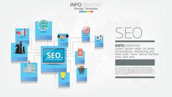 SEO sökmotoroptimering banner webbikonen för företag och marknadsföring vektor