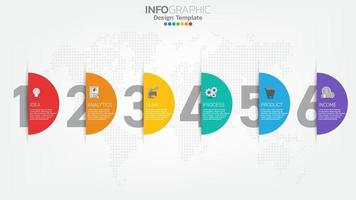 Infograph Schritte Farbelement mit Pfeil, Diagrammdiagramm, Business-Online-Marketing-Konzept. vektor