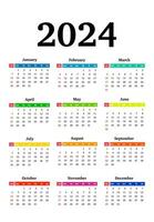 Kalender zum 2024 isoliert auf ein Weiß Hintergrund vektor