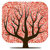Vektor Baum mit rot Blätter isoliert auf ein Weiß Hintergrund