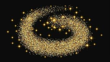 Gold glänzend Konfetti Welle und Sternenstaub. vektor
