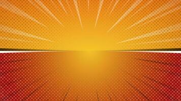 komisk bok orange bakgrund med strålar och halvton prickar. sunburst bakgrund illustration för din design. vektor