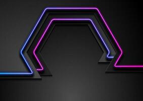 teknologi abstrakt hexagonal bakgrund med lysande neon rader vektor