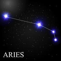 Widder-Sternzeichen mit schönen hellen Sternen auf dem Hintergrund der kosmischen Himmelsvektorillustration vektor