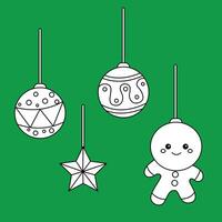 süß Weihnachten Zubehör Dekoration Ornament Objekt Karikatur Digital Briefmarke Gliederung vektor