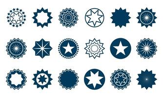 Sammlung von anders geometrisch dekorativ Blau Star Symbole vektor