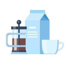Kaffee Zeit Konzept Illustration. früh Frühstück mit Kaffee und Milch. Vektor Illustration.