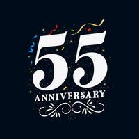 55 årsdag lyxig gyllene Färg 55 år årsdag firande logotyp design mall vektor