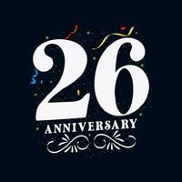 26 årsdag lyxig gyllene Färg 26 år årsdag firande logotyp design mall vektor