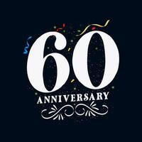 60 årsdag lyxig gyllene Färg 60 år årsdag firande logotyp design mall vektor