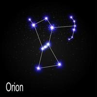 Orion-Konstellation mit schönen hellen Sternen auf dem Hintergrund der Vektorillustration des kosmischen Himmels vektor