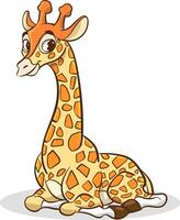Illustration von ein süß Giraffe Sitzung auf ein Weiß Hintergrund vektor