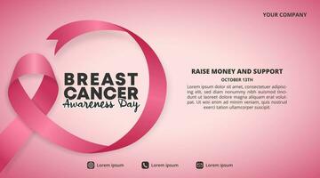 Brust Krebs Bewusstsein Monat Hintergrund mit gerundet Rosa Band und Gradient Farbe vektor