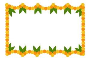 traditionell indisk blomma krans med ringblomma blommor och mango löv. dekoration för indisk hindu högtider. vektor illustration isolerat på vit bakgrund.