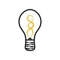 elektricitet och belysning begrepp, vektor illustration. ljus Glödlampa med strålar glans. energi och aning symbol.