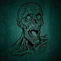 Illustration von schreiend Schädel auf dunkel Blau Grün Hintergrund vektor