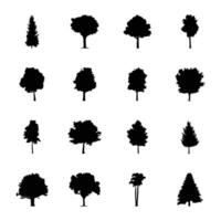 Pack von Bäume Glyphe Symbole vektor