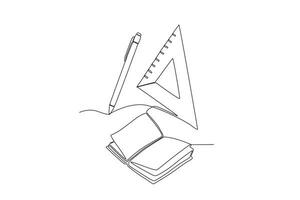 en bok, penna, och triangel- linjal vektor