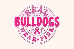 echt Bulldoggen tragen Rosa Brust Krebs eps T-Shirt Design vektor