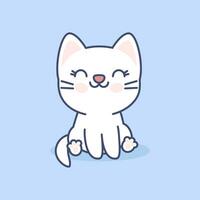 süß lächelnd kawaii Kätzchen mit geschlossen Augen vektor