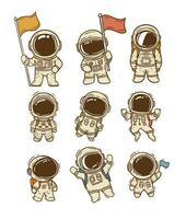 Astronaut Karikatur Gekritzel Vektor Illustration