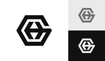 Brief gh Initiale Hexagon Logo Design vektor