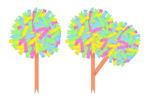en uppsättning av 2 abstrakt färgrik bilder av en träd samlade in från papper kontor klistermärken av olika former vektor