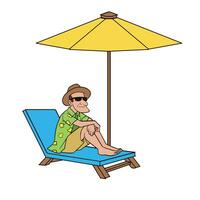 Illustration von ein Mann entspannend auf das Strand vektor