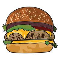 Hamburger, Burger, Cheeseburger, schnell, Logo, Speisekarte, Illustration, Kopfsalat, 3d, 3d Illustration, Anzeige, Werbung, Clip Kunst, farbig, Werbung, Schnitt aus, Abendessen, betrübt, Emblem, Feuer, Grunge, la vektor