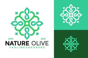 Natur Olive Öl Logo Design Vektor Symbol Symbol Illustration