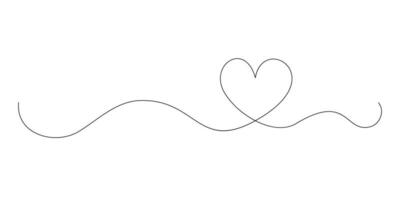 hjärta och kärlek i vektor kontinuerlig linje konst illustration av en romantisk minimalistisk bröllop kort på en vit bakgrund. en bröllop hjärta skiss med konstnärlig linje design. vektor illustration kärlek konst.