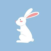 vektor söt vit kaniner i olika poserar. kanin djur- ikon isolerat