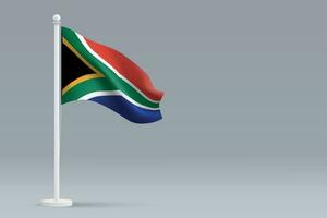 3d realistisch National Süd Afrika Flagge isoliert auf grau Hintergrund vektor