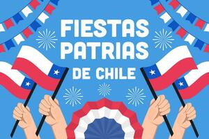 Feste patrias de Chile Hintergrund Illustration mit Hände halten Flaggen vektor