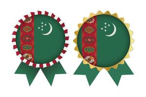 vektor medalj uppsättning mönster av turkmenistan mall