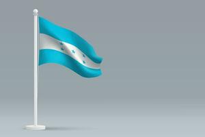 3d realistisch National Honduras Flagge isoliert auf grau Hintergrund vektor