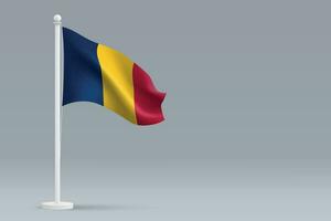 3d realistisch National Tschad Flagge isoliert auf grau Hintergrund vektor