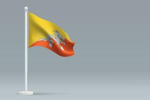 3d realistisk nationell bhutan flagga isolerat på grå bakgrund vektor