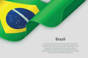 3d Band mit National Flagge Brasilien isoliert auf Weiß Hintergrund vektor