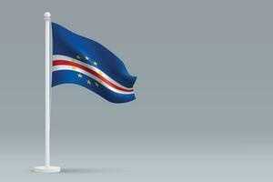 3d realistisk nationell cape verde flagga isolerat på grå bakgrund vektor