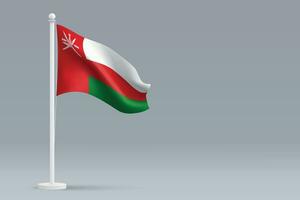 3d realistisch National Oman Flagge isoliert auf grau Hintergrund vektor