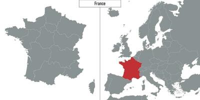 Karta av Frankrike och plats på Europa Karta vektor
