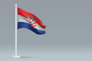 3d realistisch National Kroatien Flagge isoliert auf grau Hintergrund vektor