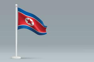 3d realistisch National Norden Korea Flagge isoliert auf grau Hintergrund vektor