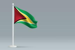 3d realistisch National Guyana Flagge isoliert auf grau Hintergrund vektor