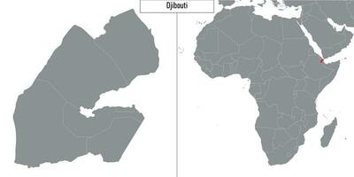 Karta av djibouti och plats på afrika Karta vektor