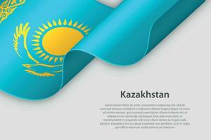 3d band med nationell flagga kazakhstan isolerat på vit bakgrund vektor