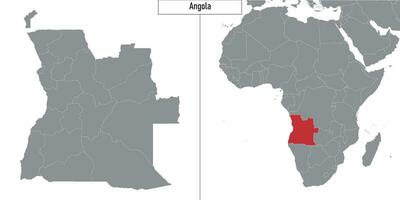 Karta av angola och plats på afrika Karta vektor